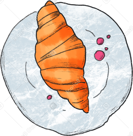 plate with a croissant PNG、SVG