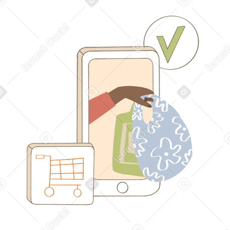 Online shopping with mobile phone Illustration in PNG, SVG