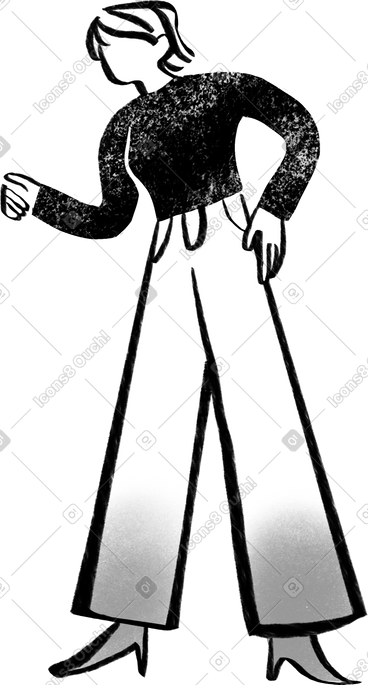 Black and white woman with short hair looking down PNG, SVG