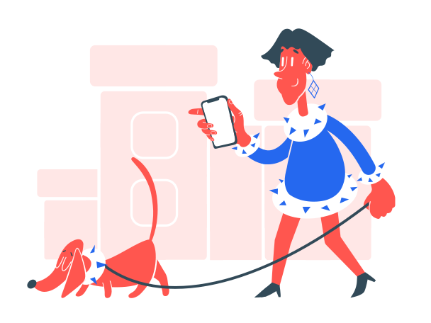 Walking with dog Illustration in PNG, SVG