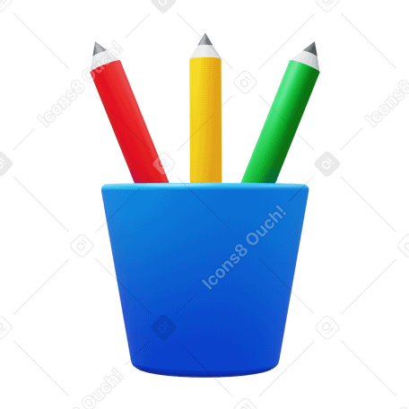 3D pencil cup PNG, SVG