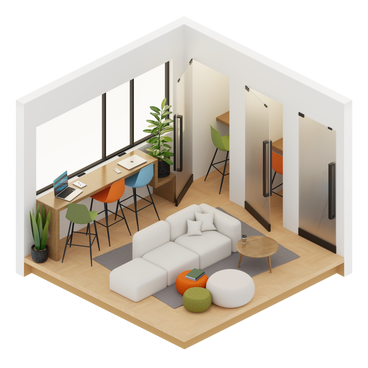 Isometric coworking space PNG, SVG