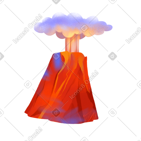 有烟的红色火山 PNG, SVG