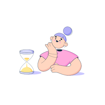 Ilustración animada de Mujer esperando y mirando el reloj de arena. en GIF, Lottie (JSON), AE