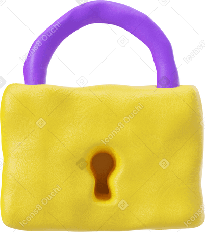 3D Yellow lock symbol Illustration in PNG, SVG