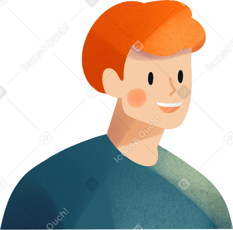 smiling young red haired man Illustration in PNG, SVG