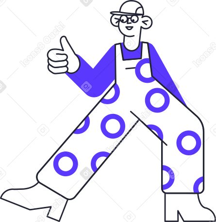 man in overalls showing thumb up Illustration in PNG, SVG