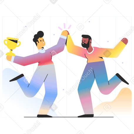Men are happy to win Illustration in PNG, SVG