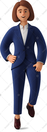 3D sitting businesswoman in blue suit PNG, SVG