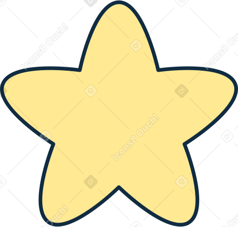 yellow star with black outline Illustration in PNG, SVG