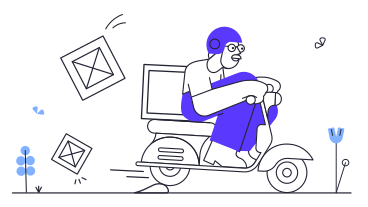 Man is riding a moped and boxes falling out of the trunk PNG, SVG