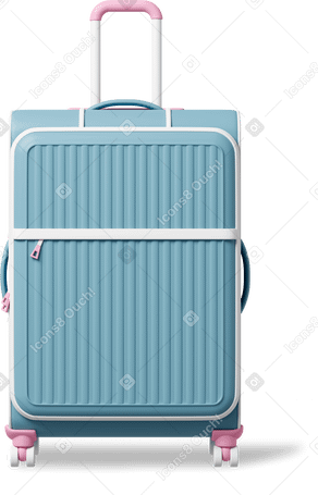 3D suitcase blue Illustration in PNG, SVG