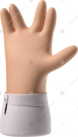 3D Tanned skin hand giving the vulcan salute PNG, SVG