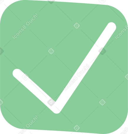 curved green square icon with checkmark в PNG, SVG