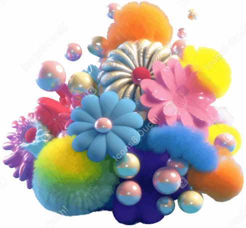 3D abstract flower composition PNG, SVG
