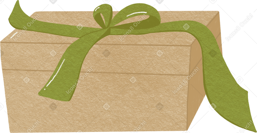 gift box with green bow в PNG, SVG
