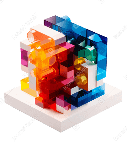 3D Composición abstracta con ladrillos lego PNG, SVG