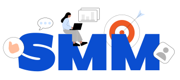 使用社交媒体标志和目标文本为 smm 写字 PNG, SVG