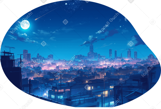 Ночной город фон в PNG, SVG
