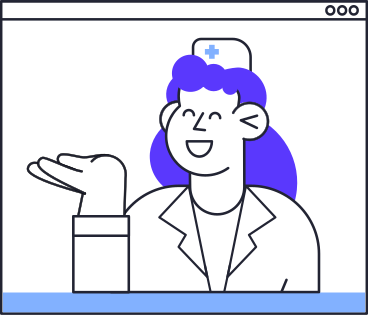 Joyful doctor woman in browser window PNG、SVG