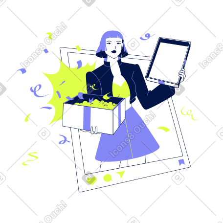 年轻女性举办社交媒体竞赛和赠品 PNG, SVG