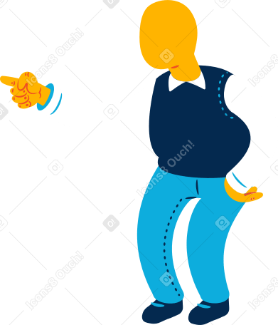 chubby old man pointing Illustration in PNG, SVG