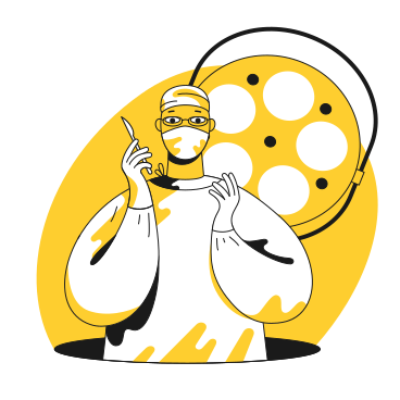 Surgeon holding a scalpel in the operating theater PNG, SVG