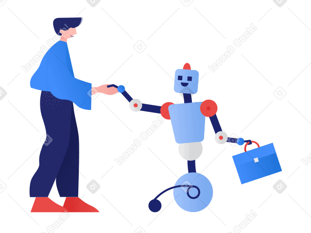 Illustration Accord de travail entre robot et homme aux formats PNG, SVG