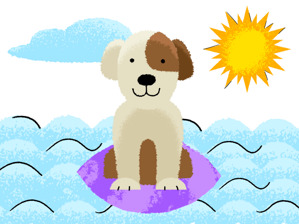 Dog surfer Illustration in PNG, SVG