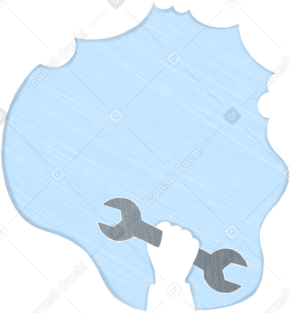 blue uneven frame with a hand holding a wrench PNG、SVG