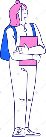 woman with folder and backpack Illustration in PNG, SVG