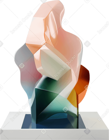 3D stack of abstract floating shapes PNG, SVG