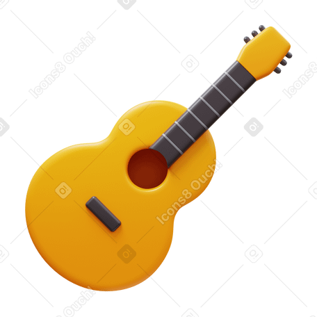 3D guitar Illustration in PNG, SVG
