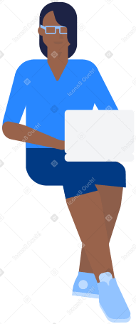 Girl sitting with a laptop animated illustration in GIF, Lottie (JSON), AE
