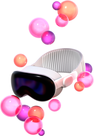 pro vr headset with floating glass spheres PNG, SVG