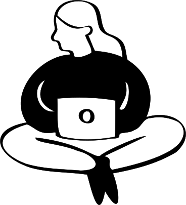 노트북을 들고 책상다리를 하고 앉아 있는 여자 PNG, SVG