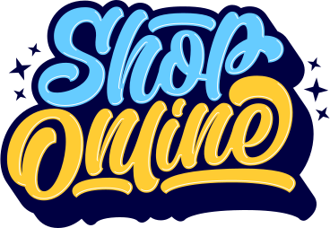 lettering shop online with shadow and stars text PNG, SVG
