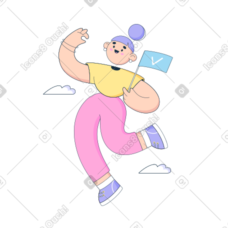 女人展示带有完成标志的旗帜 PNG, SVG