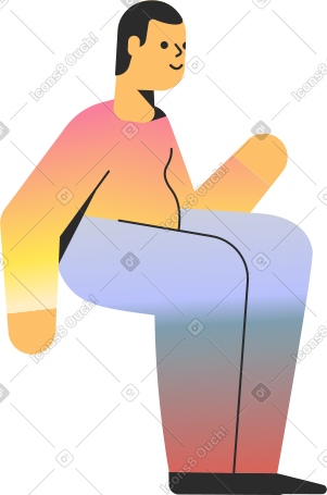 positive sitting man PNG, SVG