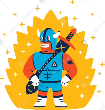 Happy guard character with sword PNG, SVG