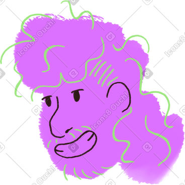 Young man with big smile and curly hair PNG, SVG