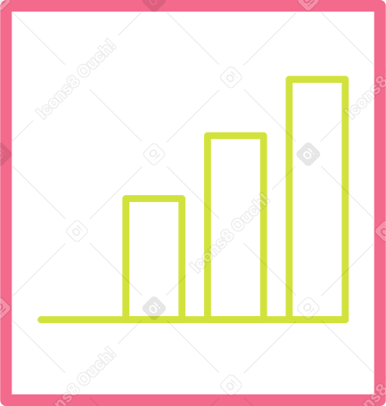 green graph in pink frame Illustration in PNG, SVG