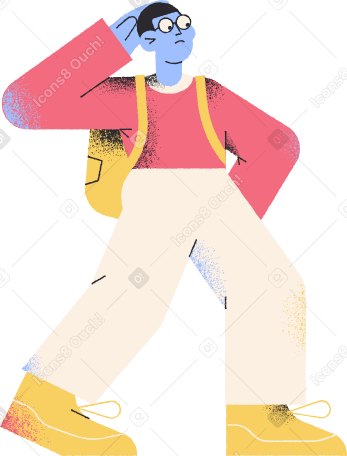 thinking man with backpack Illustration in PNG, SVG