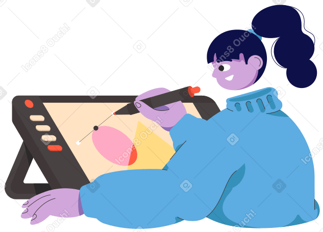 Ilustración animada de Diseñador con tableta en GIF, Lottie (JSON), AE