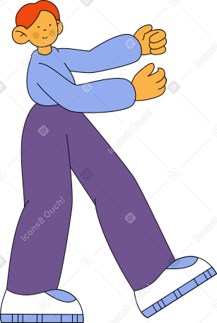 man walks and holds something in his hands Illustration in PNG, SVG