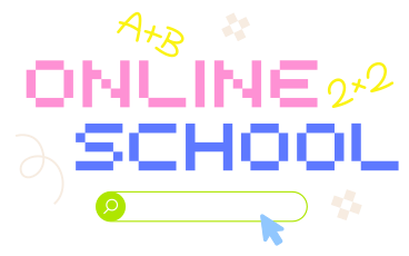 Lettering Onlince School with math signs and searchbar text PNG, SVG