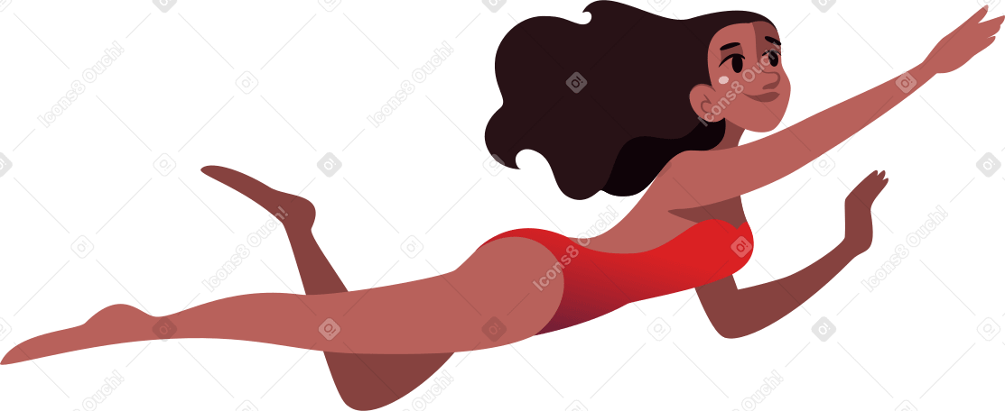 diving girl in a swimsuit Illustration in PNG, SVG