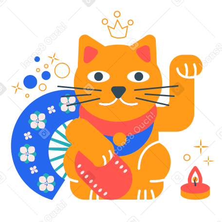 Illustration  chat de bonheur aux formats PNG, SVG