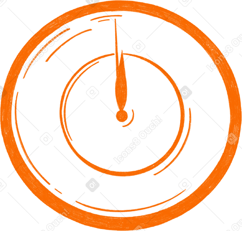orange clock showing midnight PNG, SVG