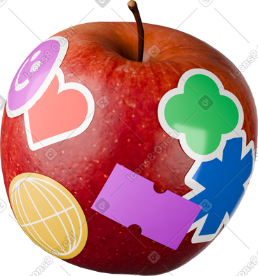 Apple with stickers PNG, SVG